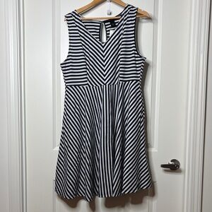 Lane Bryant Navy White Chevron Mini Dress